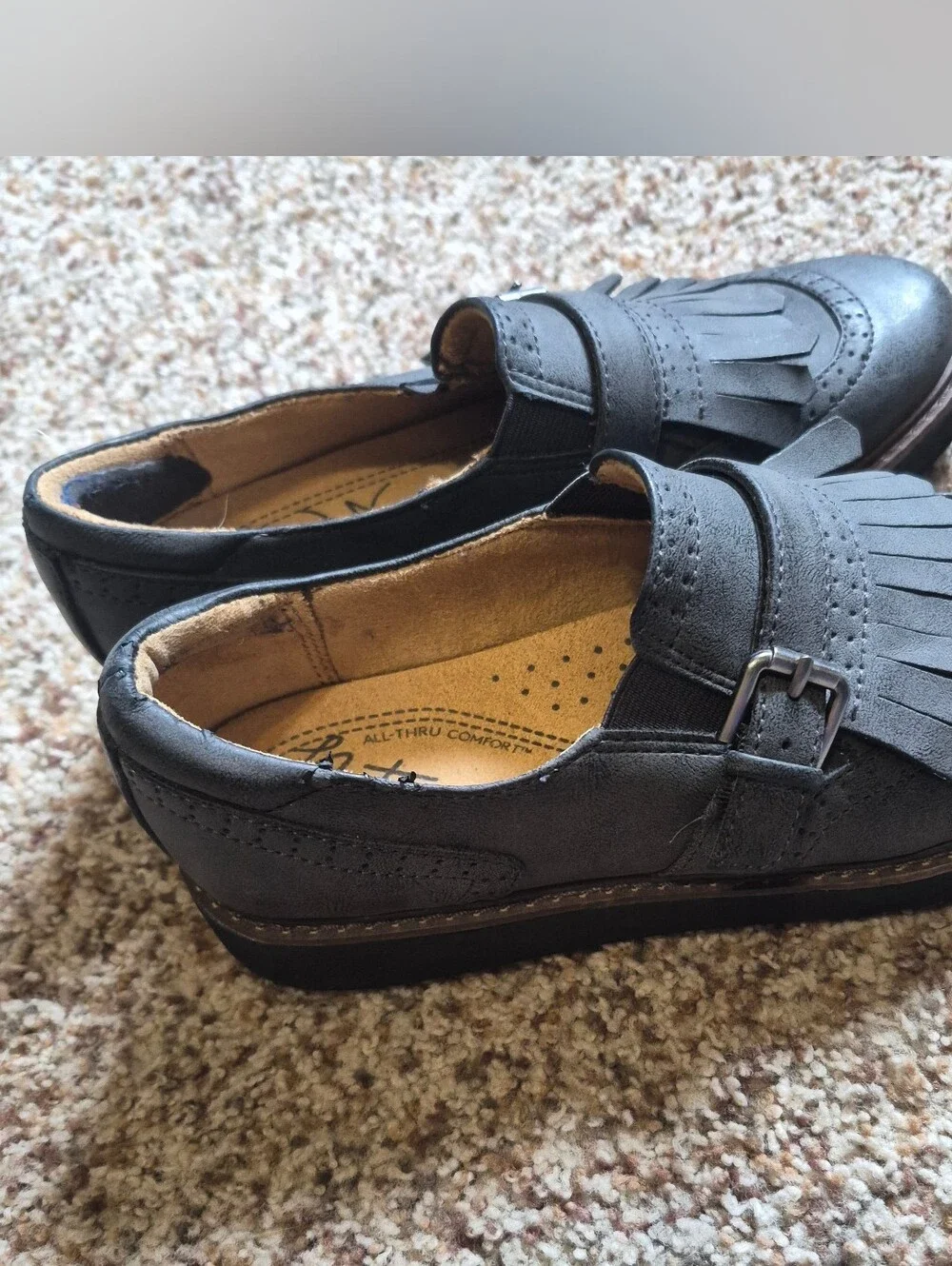 Natural Soul Charcoal Gray Fringe Eva Loafers Size 7